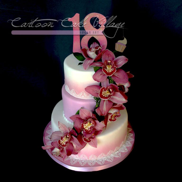 torta 18 anni elegante con orchidee