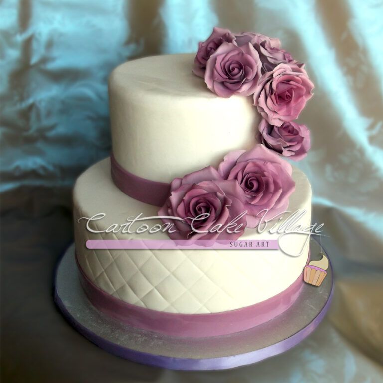 torta elegante bianca viola rose