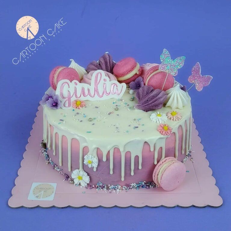 dripcake pink purple butterfly