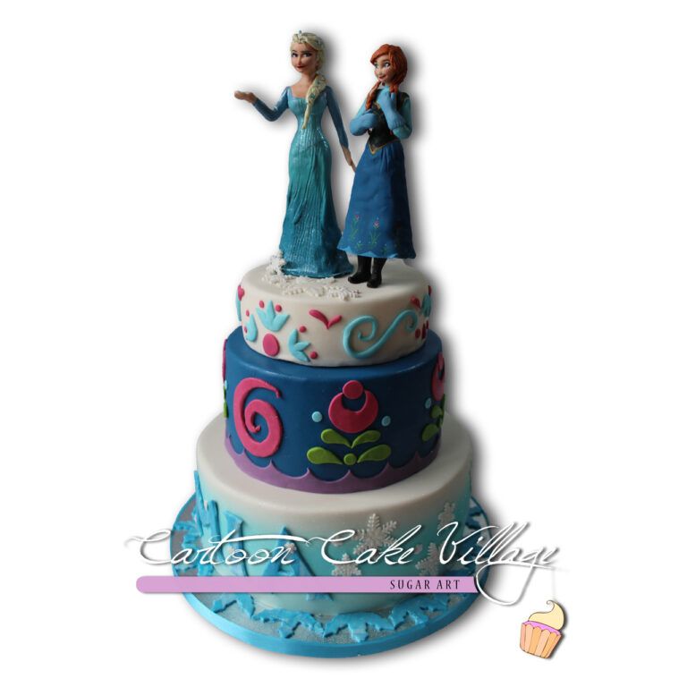 FRozen Bday cake Anna and Elsa caketopper