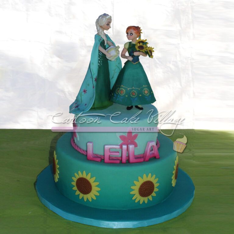 Frozen Fever cake Elsa Anna girasoli verde